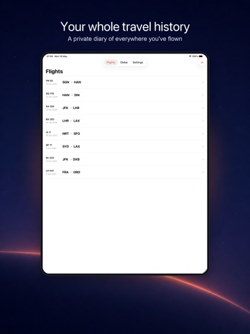 Skyline: Flight Log & Globe iPad screenshot