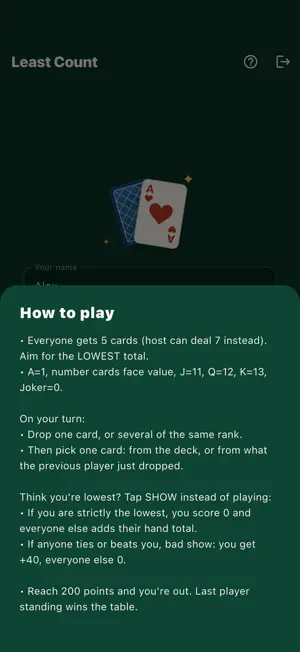 Least Count - Card Game screenshot 4
