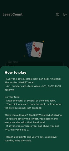 Least Count - Card Game iPhone screenshot
