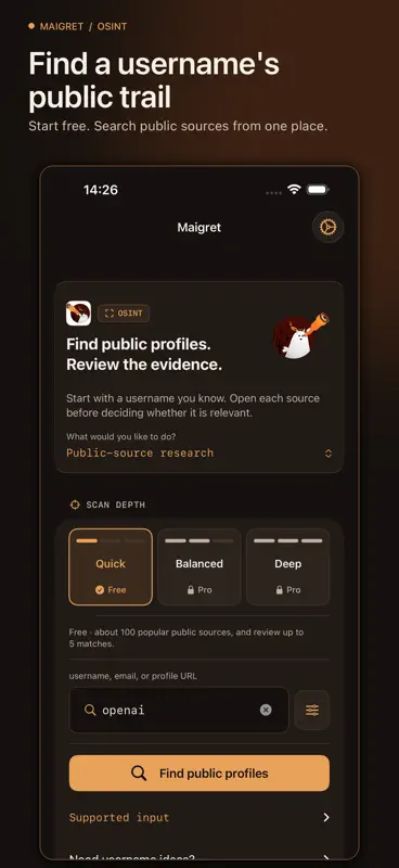 Maigret: OSINT Username Finder screenshot 1 of 6