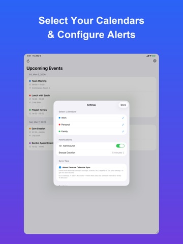 CalSyncAlert - Calendar Alarm iPad screenshot