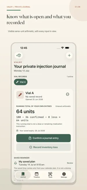 Peptide Tracker: Vialry Log screenshot 1
