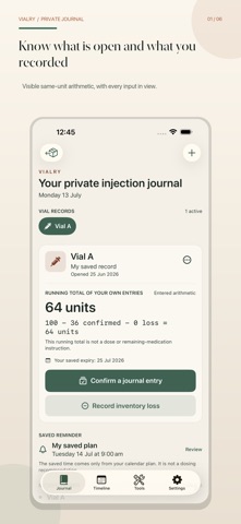Peptide Tracker: Vialry Log Screenshot 1 of 6