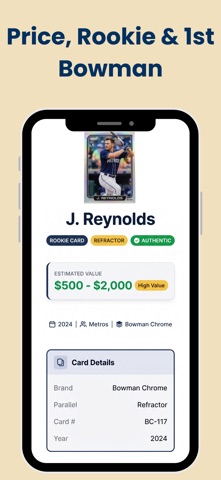Baseball Card Value Scanner + iPhone screenshot