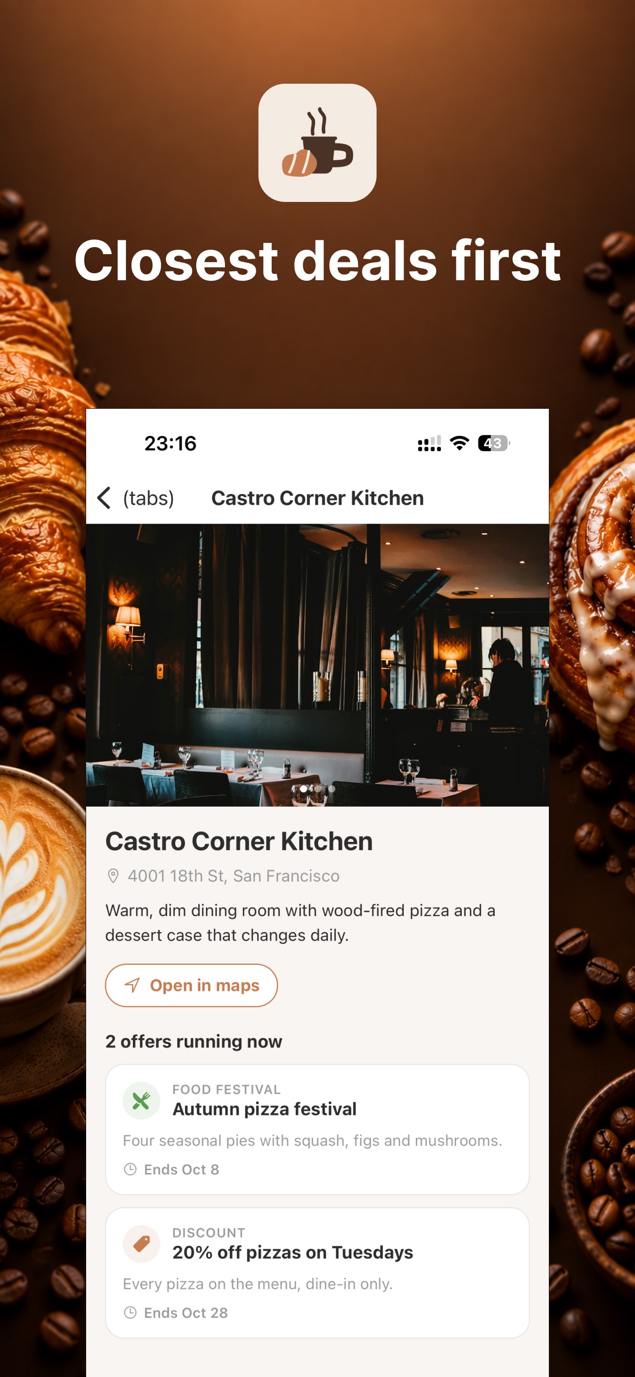 Screenshot 2 of Cafedeals: Cafe Offers Nearby