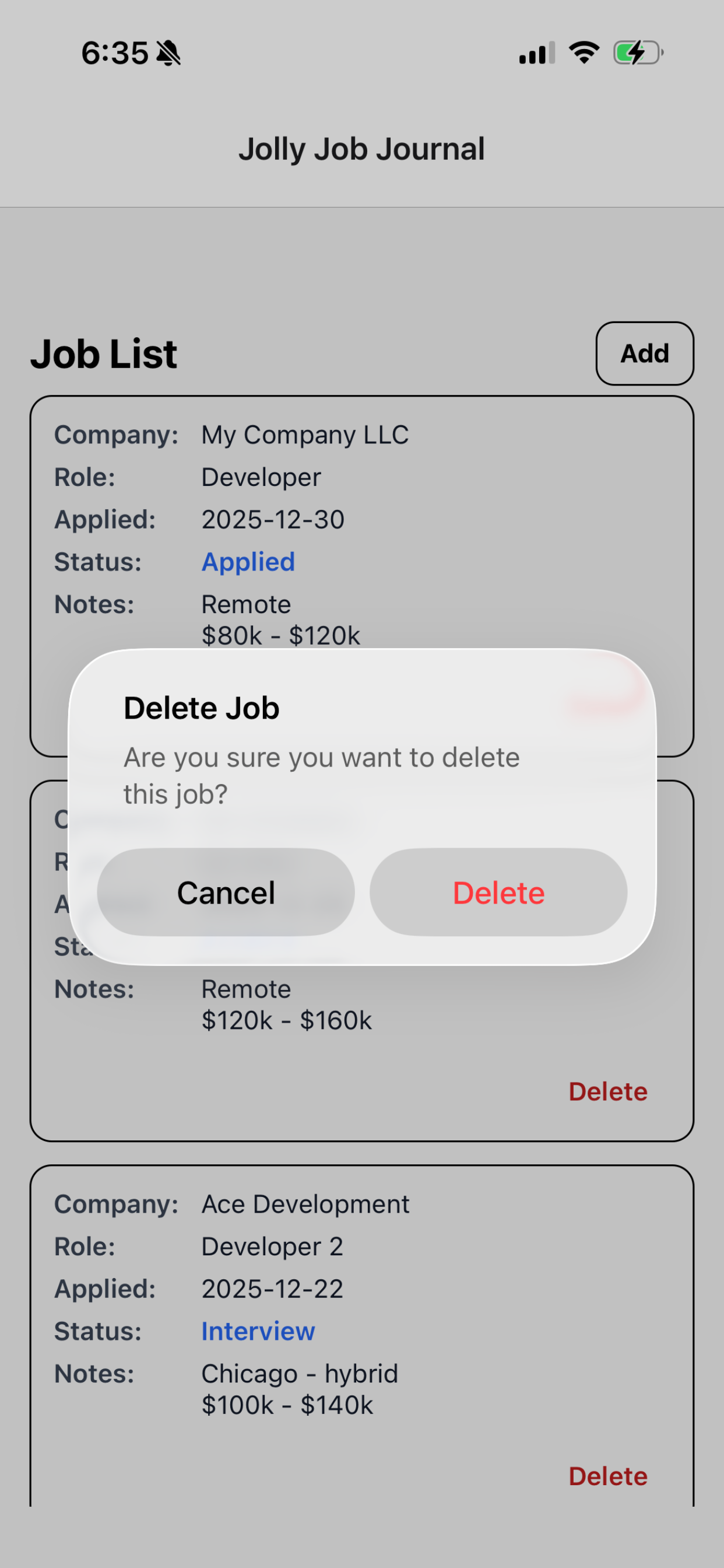 Jolly Job Journal screenshot 4
