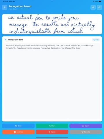 Handwriting to Text Scan iPad screenshot