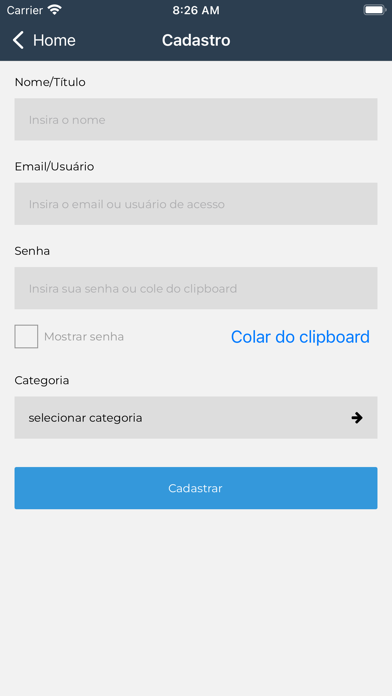 Minhas Senhas App Screenshot