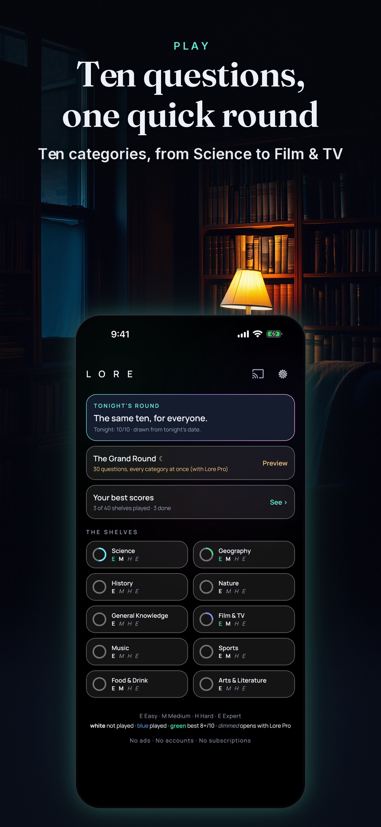 Screenshot 1 of Lore: Quiz App