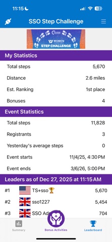 SSO Step Challenge screenshot