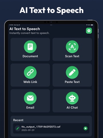 Listen AI - Text to Speech iPad screenshot