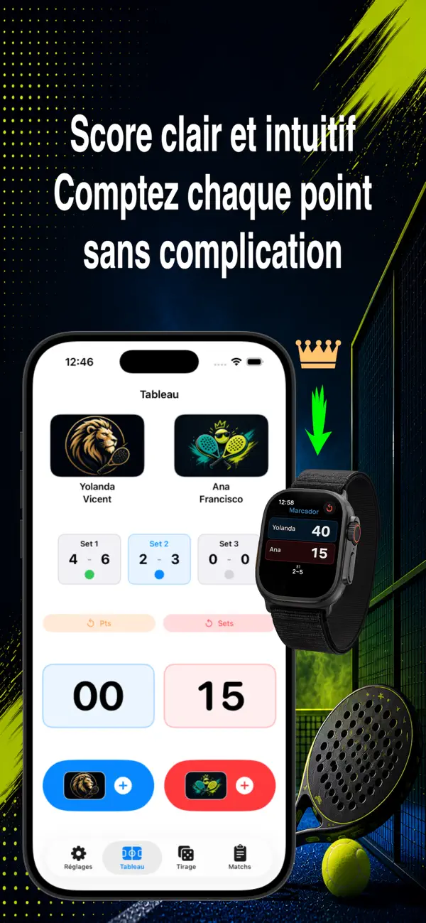 Screenshot #1 pour Tableau des scores de padel