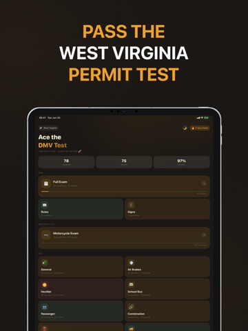 West Virginia DMV & WV Permit iPad screenshot