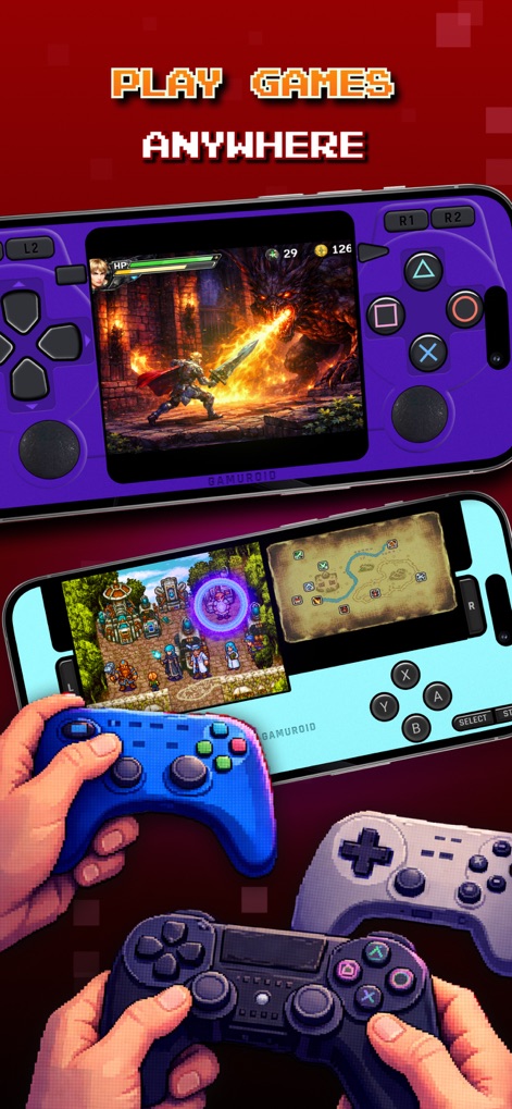 Gamuroid: All Game Emulator - This tool empowers users to play games anywhere, supporting both immersive landscape gameplay and seamless integration with external Bluetooth controllers for an authentic experience.