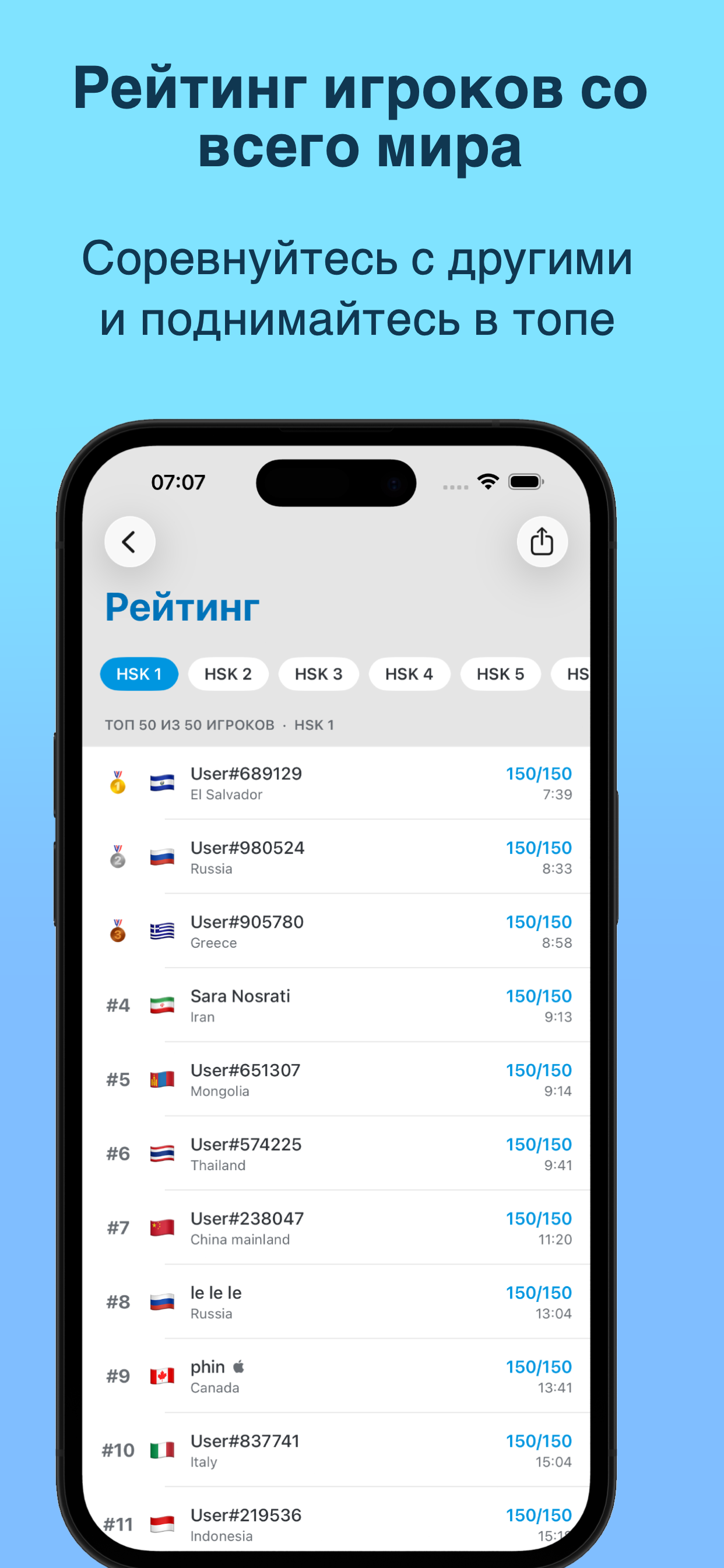 HSK список слов и флэшкарточки