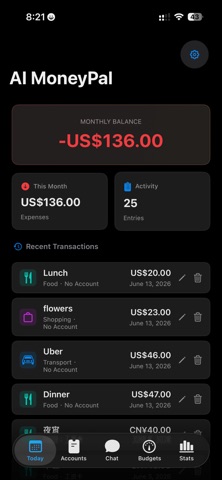 AI MoneyPal iPhone screenshot