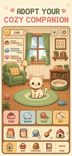 Cozy Cat Room: Virtual Pet screenshot 1
