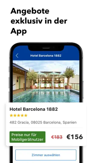 Screenshot von Booking.com: Hotel Angebote auf dem iPhone 3
