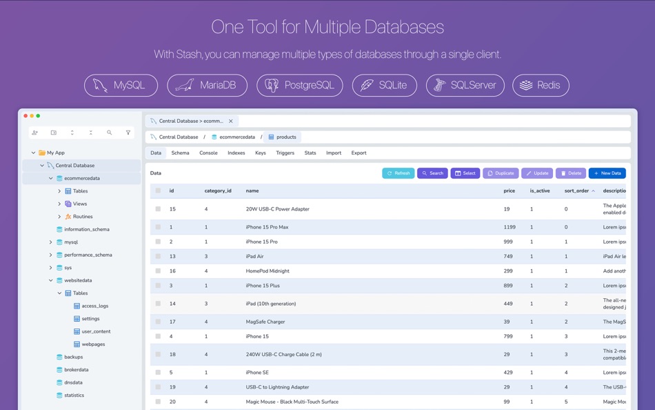 #2. Stash - Database Manager (macOS) By: Stash Software