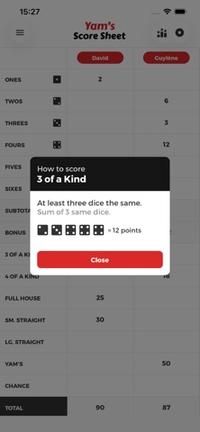 Yam's Score Sheet Screenshot 2 of 3