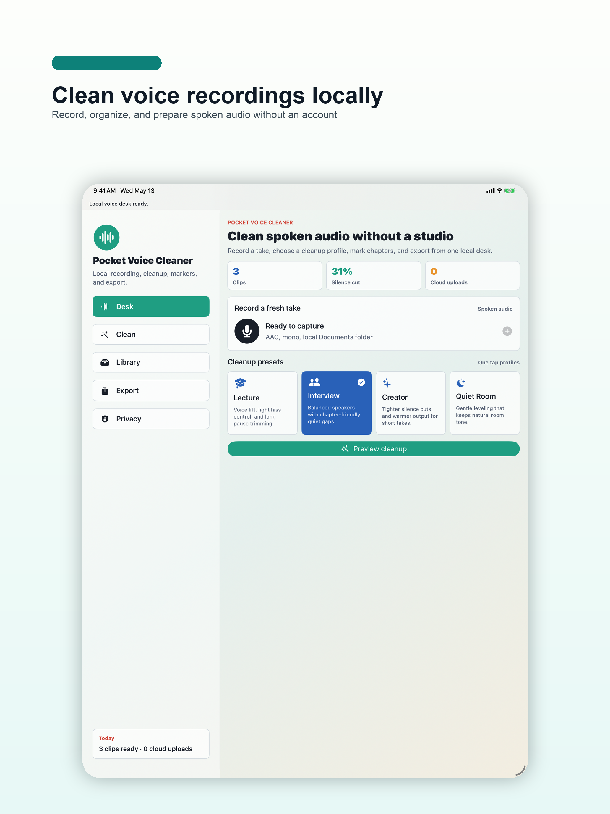 Pocket Voice Cleaner