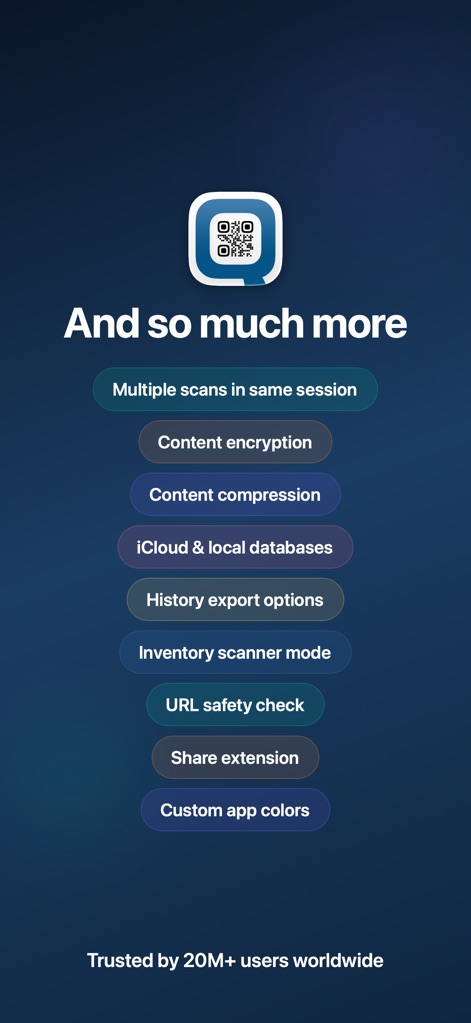 Qrafter: QR Code Reader - Gain insight into a suite of advanced features, including robust content encryption and a specialized inventory scanner mode for professional workflows.