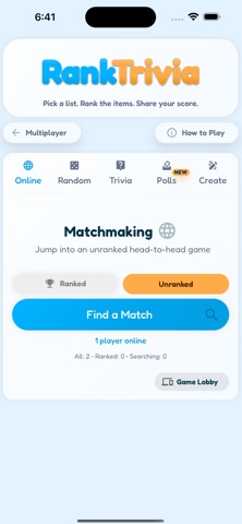 Rank Trivia - Trivia & Polls screenshot