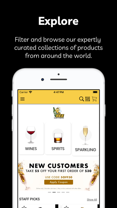 bee wines & liquors iPhone screenshot 1 - Shopping app