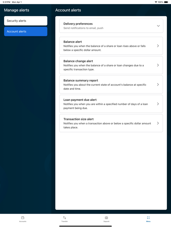 Innovations FCU Mobile Banking iPad screenshot 4 - Finance app