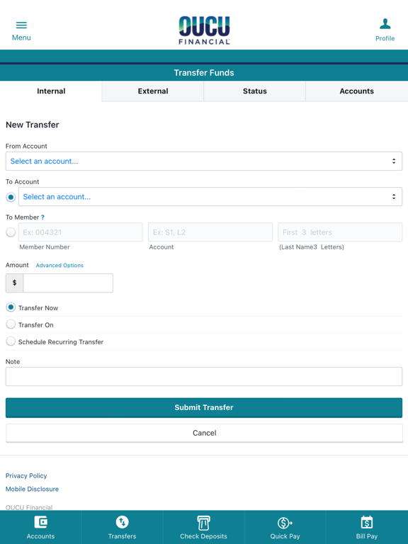 OUCU Financial Mobile iPad screenshot 5 - Finance app