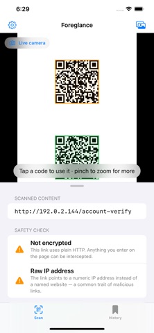 Foreglance: QR Code Reader Screenshot 1 of 5