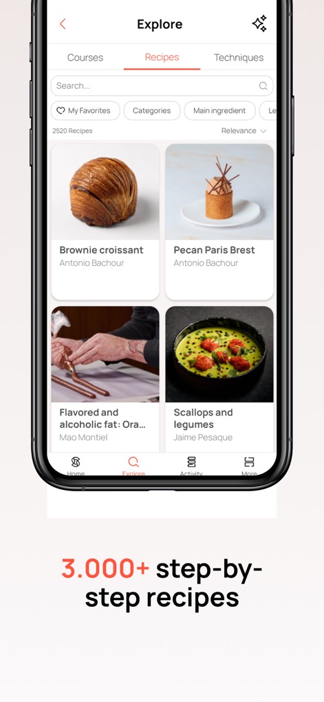 Scoolinary: Cook Online - Navigate the extensive recipe library, featuring visually appealing recipe cards and robust filtering options for precise culinary exploration.
