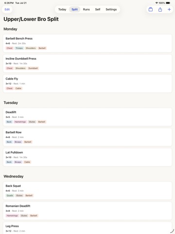 Gym Log: Workout Tracking iPad screenshot