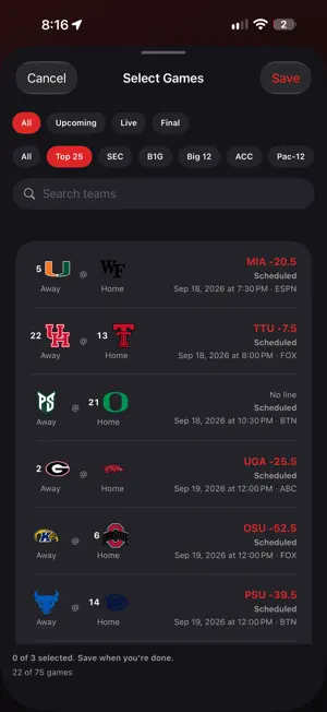 CFB Pickems screenshot 2