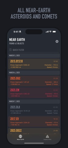 Near-Earth Asteroids Tracker iPhone screenshot
