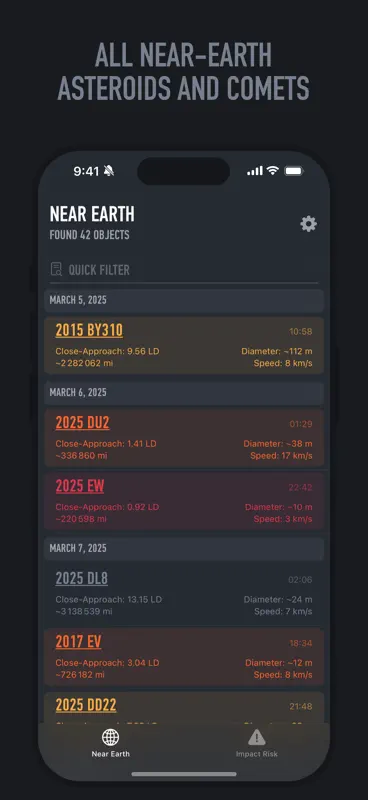 Near-Earth Asteroids Tracker screenshot 1 of 5