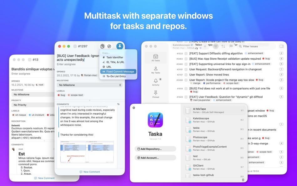 #3. Taska for GitHub/GitLab Issues (macOS) 게시자: Leitmotif GmbH