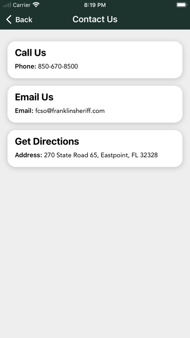 Franklin County Sheriff (FL) Screenshot