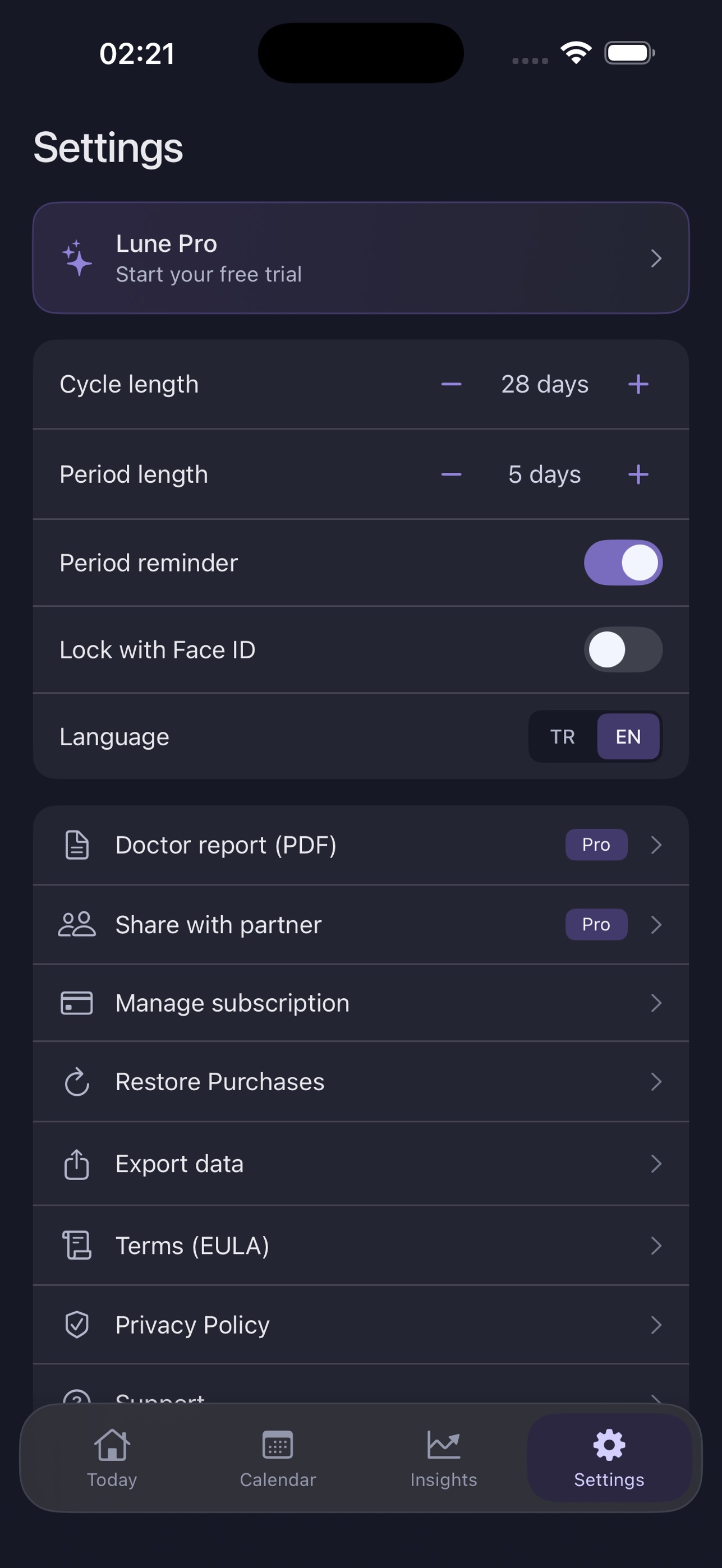 Screenshot 10 of Lune: Period & Cycle Tracker