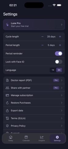 Lune: Period & Cycle Tracker screenshot 10