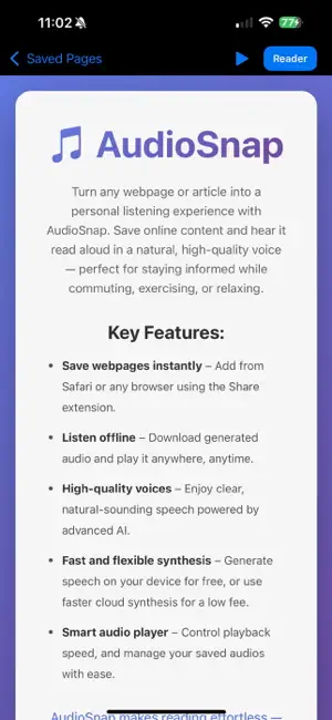 AudioSnap – Text to Speech screenshot 1