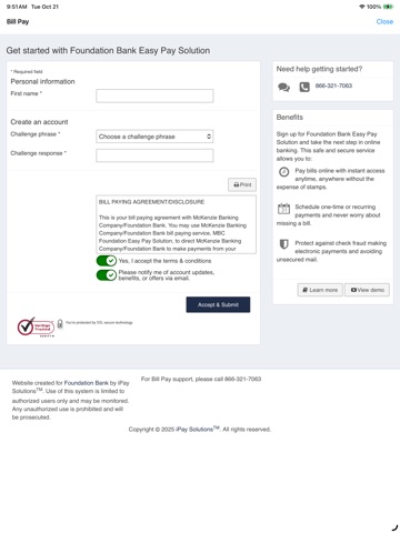 Foundation Bank Mobile iPad screenshot