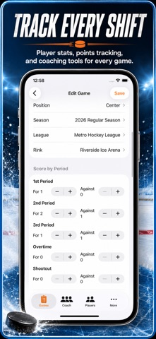 Hockey Player Stats Logbook iPhone screenshot
