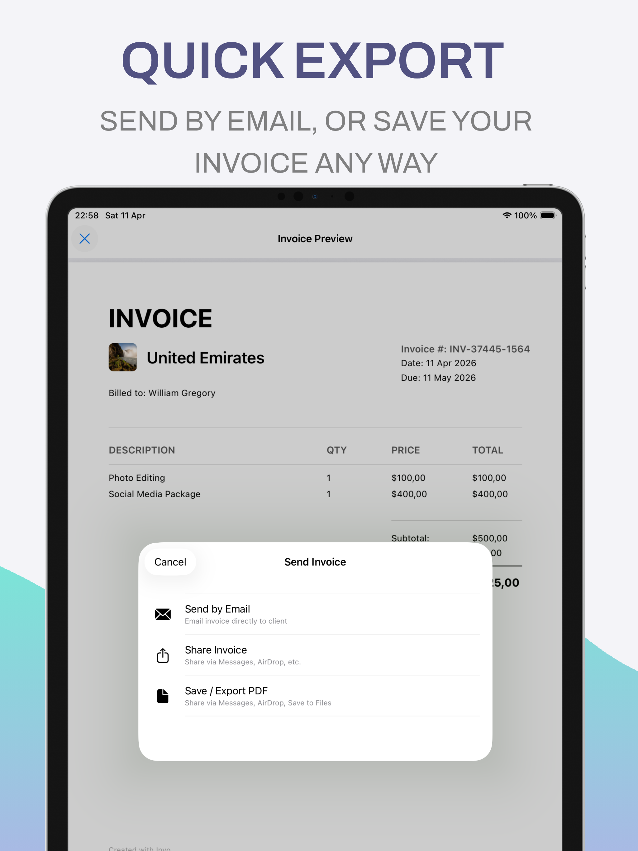 Contractor Invoice Maker: Invo screenshot 7