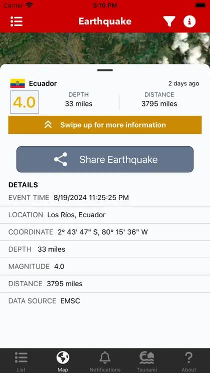 Capture d'écran 4 sur 6 de Earthquake: Alerts & Map