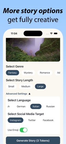 Storify - AI story from photo screenshot