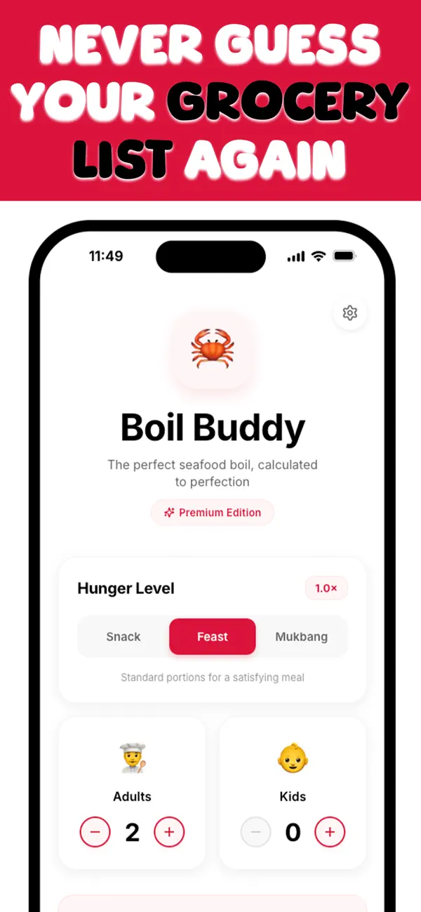 Screenshot #1 pour Boil Buddy: Seafood Calculator