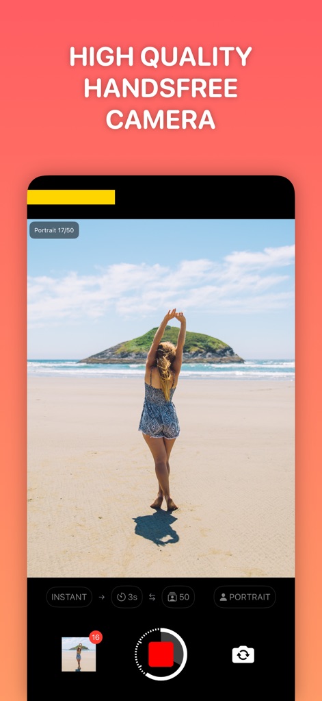 Lens Buddy - Self Timer Camera - このアプリは、ユーザーがデバイスを操作することなく、プロのような高解像度写真を撮影できます。ポートレートモードと50枚の連続撮影設定により、完璧な瞬間を逃しません。