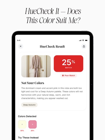 Color Analysis: HueCheck AI iPad screenshot