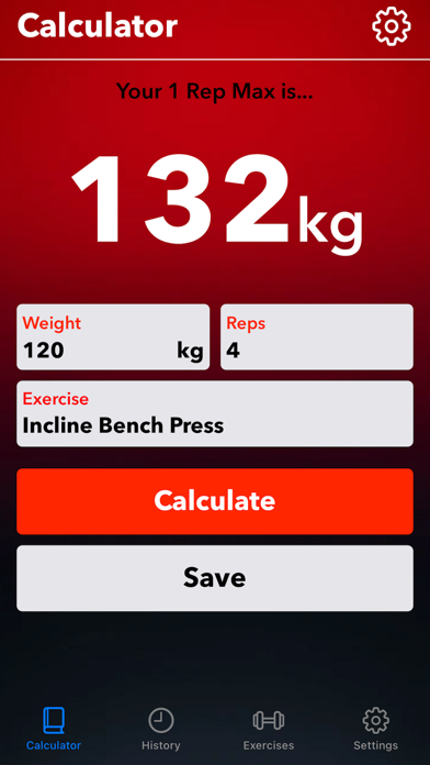 One Rep Max Screenshot